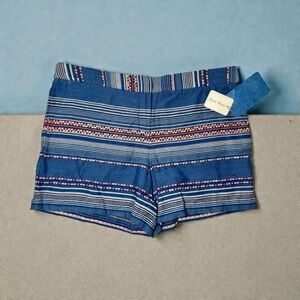 FLEUR BLEUE Women’s SIZE 12 Shorts BLUE BLUE PINK STRIPED CHINOS NWT